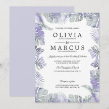 Lavender Mist Waterverf Tropical Leaves Wedding