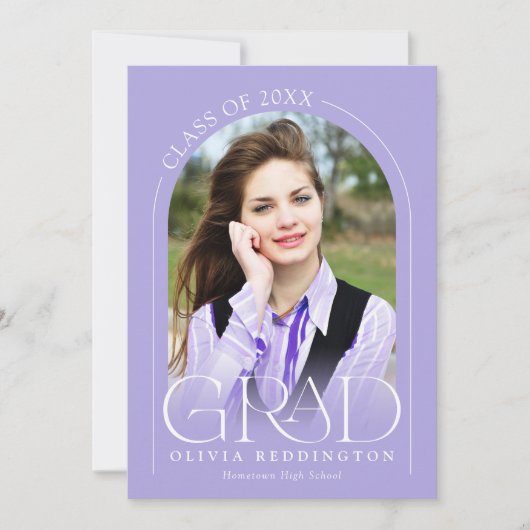 Lavender Modern 2 Photo Arch Afstuderen Aankondiging (Voorkant)