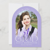 Lavender Modern Arch 2 Foto Afstudeerder Aankondig Kaart (Voorkant)