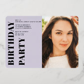 Lavender modern bold 3 foto's Sweet 16 Folie Uitnodiging (Achterkant)