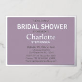 Lavender Modern Classic Vrijgezellenfeest Folie Uitnodiging (Voorkant)