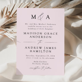 Lavender Modern Elegance Monogram Weddenschap Kaart