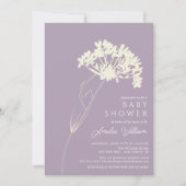 Lavender Modern Floral Baby shower Invitation Kaart (Voorkant)