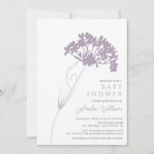 Lavender Modern Floral Baby shower Invitation Kaart (Voorkant)
