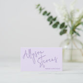 Lavender Modern name script makeup hair logo qr Visitekaartje (Staand voorkant)