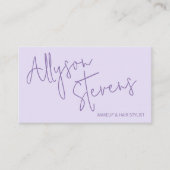 Lavender Modern name script makeup hair logo qr Visitekaartje (Voorkant)