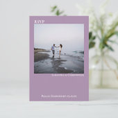 Lavender Modern Simple Minimalist Photo Wedding RSVP Kaartje (Staand voorkant)