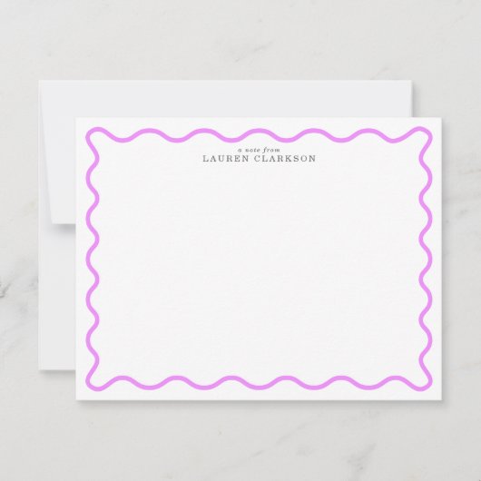 Lavender Modern Wavy Border Personalized Note Card Kaart (Voorkant)