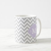 Lavender Monogram en Chevrons Pattern Koffiemok (Voorkant rechts)