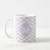 Lavender Monogram en Chevrons Pattern Koffiemok (Links)