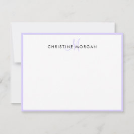 Lavender-monogram monogram met eenvoudige microfoo notitiekaartje
