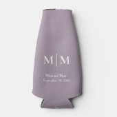 Lavender Monogram & Names Wedding Tall Koelbox Flesjeskoeler (Voorkant)