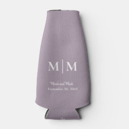 Lavender Monogram & Names Wedding Tall Koelbox Flesjeskoeler