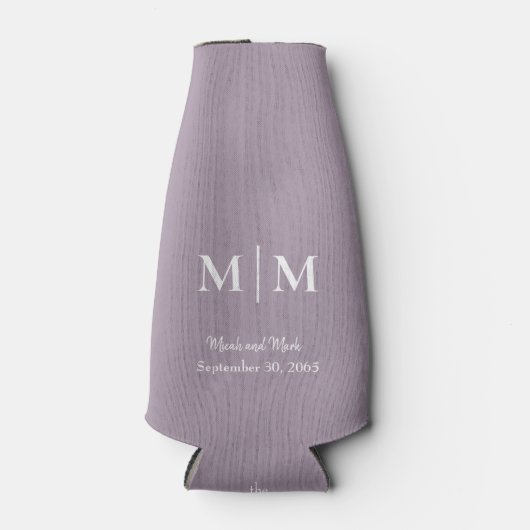 Lavender Monogram & Names Wedding Tall Koelbox Flesjeskoeler (Voorkant)