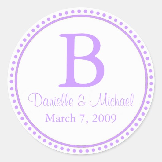 Lavender Monogram Ronde Sticker (Voorkant)