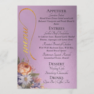 Lavender - Monogram, Wildflowers & Thank You  Menu
