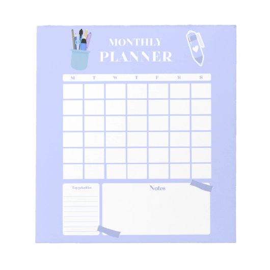 Lavender Monthly Planner Layout Art Notitieblok (Voorkant)