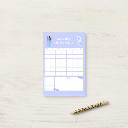 Lavender Monthly Planner Layout Art Post-it® Notes (Op bureau)