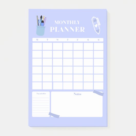 Lavender Monthly Planner Layout Art Post-it® Notes (Voorkant)