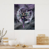 Lavender Moon Fairy over Crescent Moon Fantasy Art Poster (Keuken)
