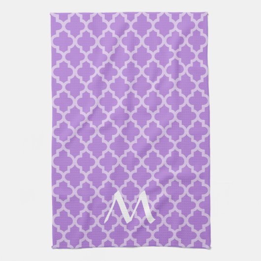 Lavender Moroccan Moods Quatrefoil met Initiaal Theedoek (Verticaal)