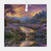 Lavender Mountain Valley bij zonsopgang Glas Ornament (Achterkant)