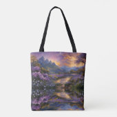 Lavender Mountain Valley bij zonsopgang Tote Bag (Achterkant)