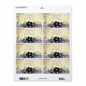 Lavender Musical Flower Swirl Return Address Etiket (Full Sheet)