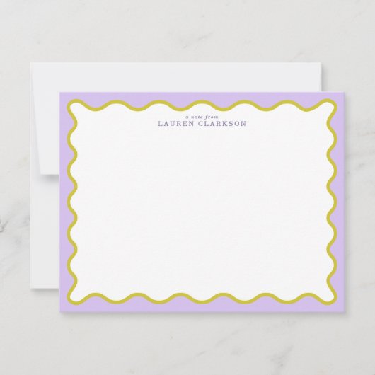 Lavender & Mustard Wavy Border Note Card Kaart (Voorkant)