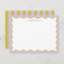 Lavender & Mustard Wavy Border Note Card