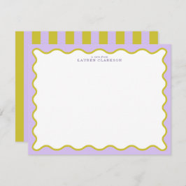 Lavender & Mustard Wavy Border Note Card Kaart