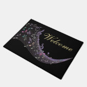 Lavender Muzieknoten Design Black Welkom Mat (Schuin)