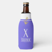 Lavender Nautical Monogrammed Bottle Cooler (Fles Voorkant)