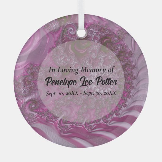 Lavender Nautilus Fractal Memorial Suncatcher Glas Ornament (Voorkant)