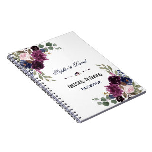 Lavender Navy Blue Floral Bloom Wedding Planner Notitieboek