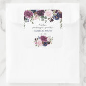 Lavender Navy Blue Floral Bloom Wedding Vierkante Sticker (Tas)