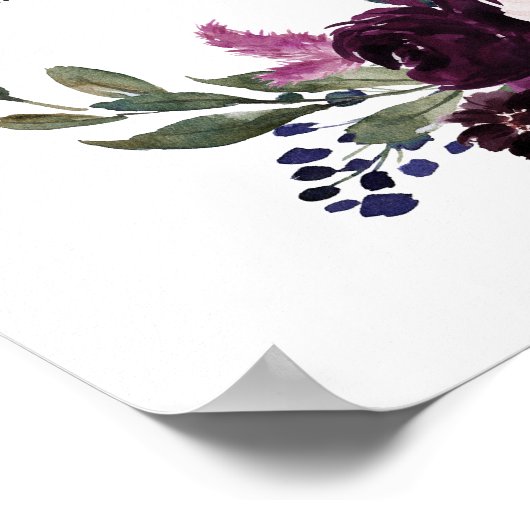 Lavender Navy Blue Floral Wedding Seating Chart Poster (Hoek)