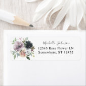 Lavender, Navy Blue, Roze Floral Return Address Etiket (Insitu)
