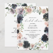 Lavender, Navy en Blush Pink Floral Vrijgezellenfe Kaart (Voorkant / Achterkant)