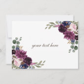 Lavender Navy Gold Floral Bloom Weddenschap Hartel Bedankkaart (Achterkant)