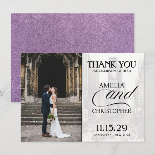 Lavender New York City Passport Bedankkaart (Voorkant / Achterkant)