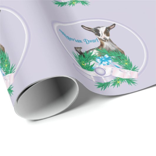 Lavender Nigerian Dwarf Goat met kerstakeling Cadeaupapier (Rol Hoek)