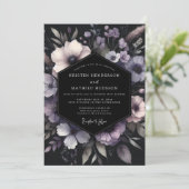 Lavender Noir Bloom Wedding Kaart (Staand voorkant)
