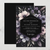 Lavender Noir Bloom Wedding Kaart (Voorkant / Achterkant)