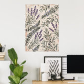 Lavender Olijf Botanische Kunst Poster (Thuiskantoor)