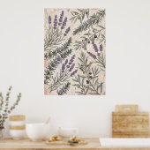 Lavender Olijf Botanische Kunst Poster (Keuken)