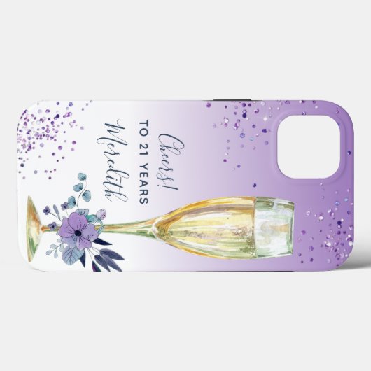 Lavender Ombre Blauwgroen Champagne Toast 21st Bir Case-Mate iPhone Case (Achterkant (horizontaal))