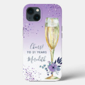 Lavender Ombre Blauwgroen Champagne Toast 21st Bir Case-Mate iPhone Case (Achterkant)