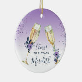 Lavender Ombre Blauwgroen Champagne Toast 21st Bir Keramisch Ornament (Rechts)