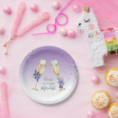 Lavender Ombre Blauwgroen Champagne Toast 21st Bir Papieren Bordje (Feest)